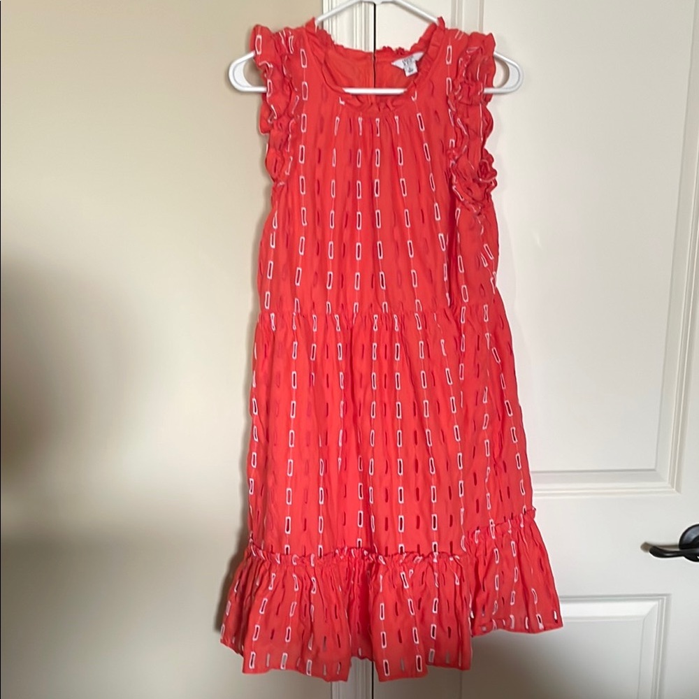 Crown & Ivy Red Dress with Rectangle Patterns